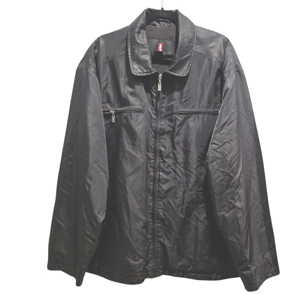Levis Black Full Zip Quilted Lined Jacket Sz XL Windbreaker Harrington READ